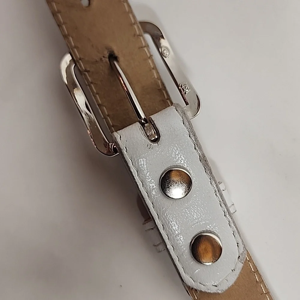 Tony Lama Vintage White Leather Belt With Silver Hardware Sz 32
